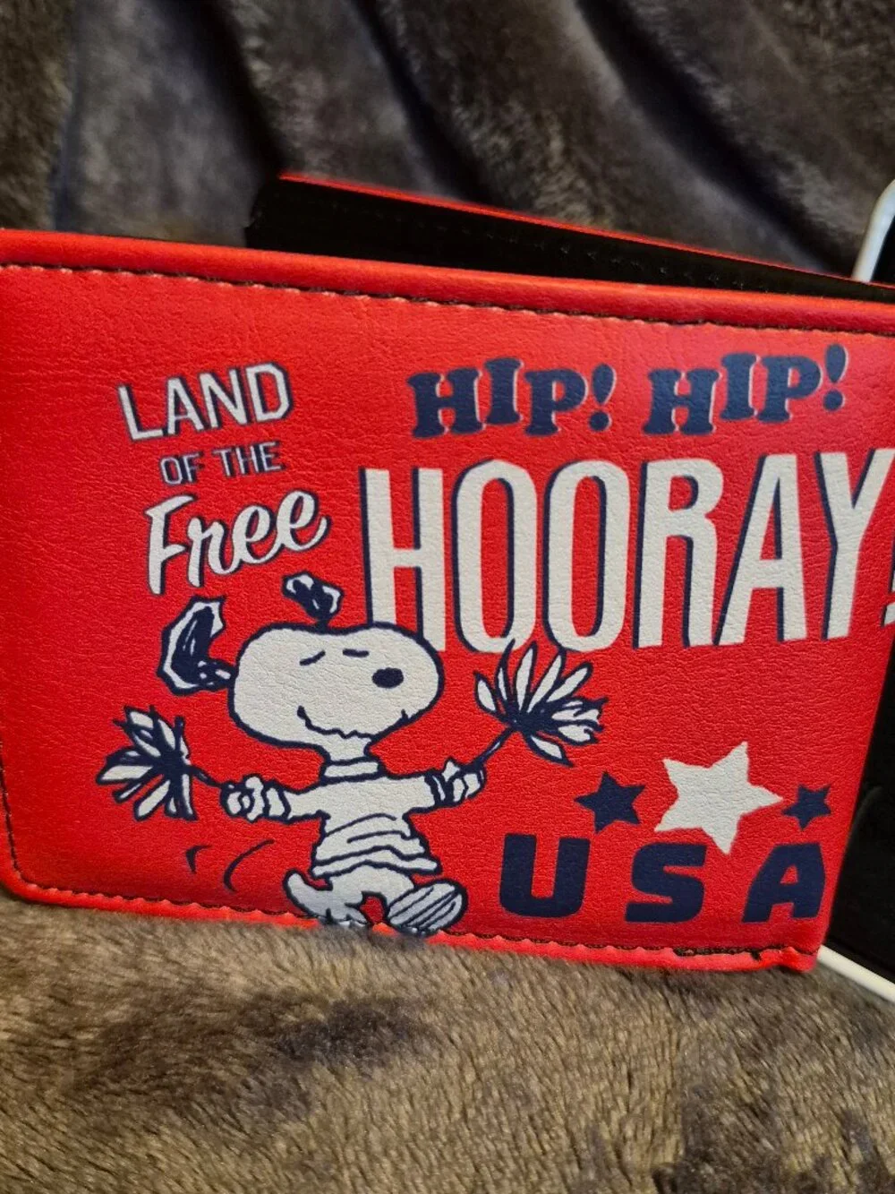 Peanuts Gang Snoopy 2 Sided Bifold Wallet American Summer With Collector Tin Box